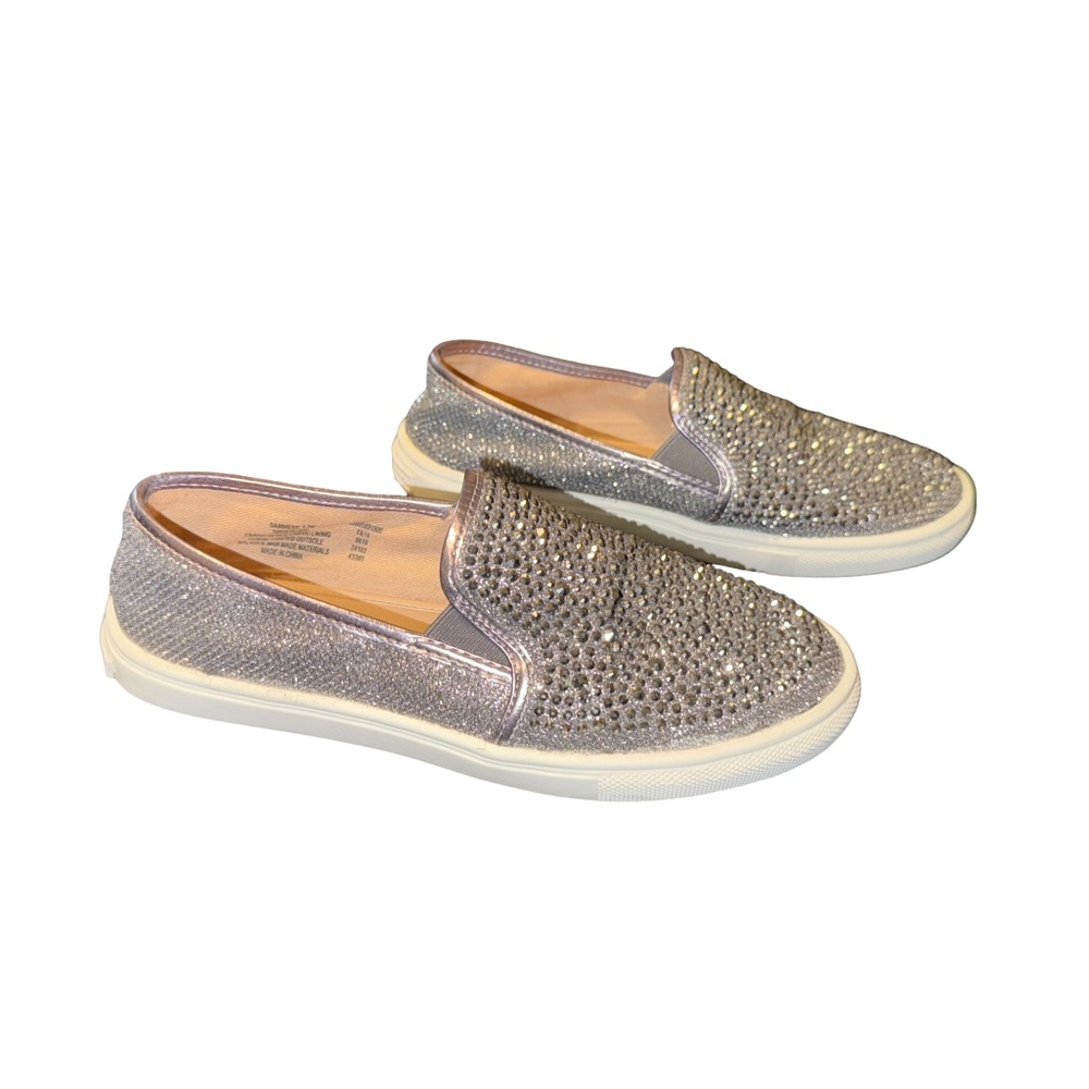 Size 1.5 Girls Studded Slip On Shoes Sparkly